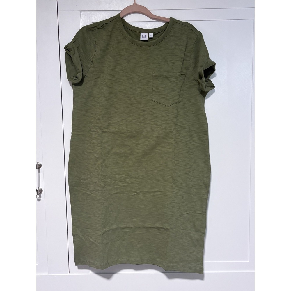 GAP Women's Size Small Olive Green T-Shirt Dress 100% Cotton Short Sleeves New